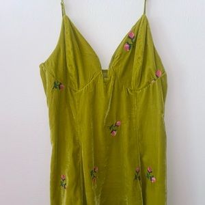 Urban Outfitters Embroidered Velvet Dress Size L